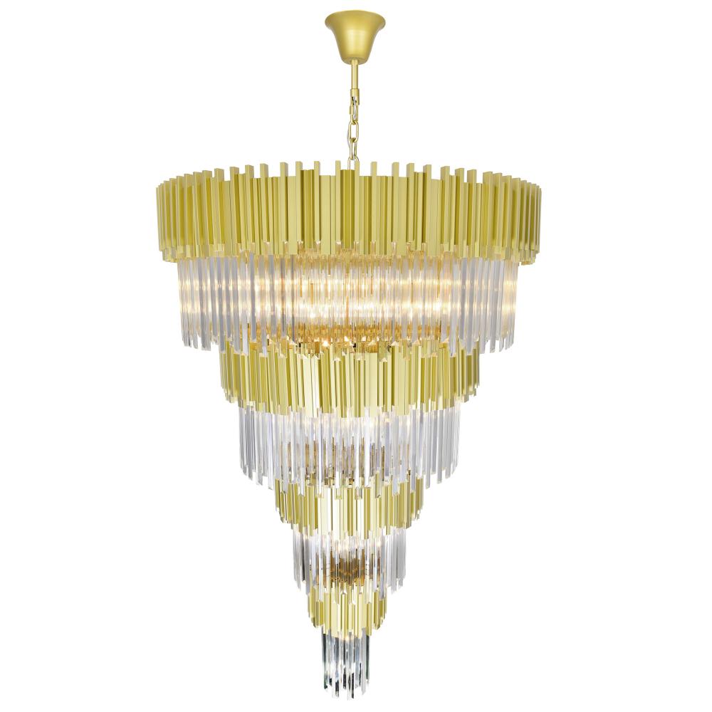 Deco 34 Light Down Chandelier With Medallion Gold Finish