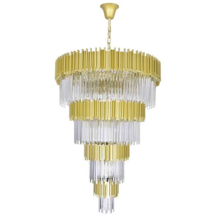 Deco 34 Light Down Chandelier With Medallion Gold Finish