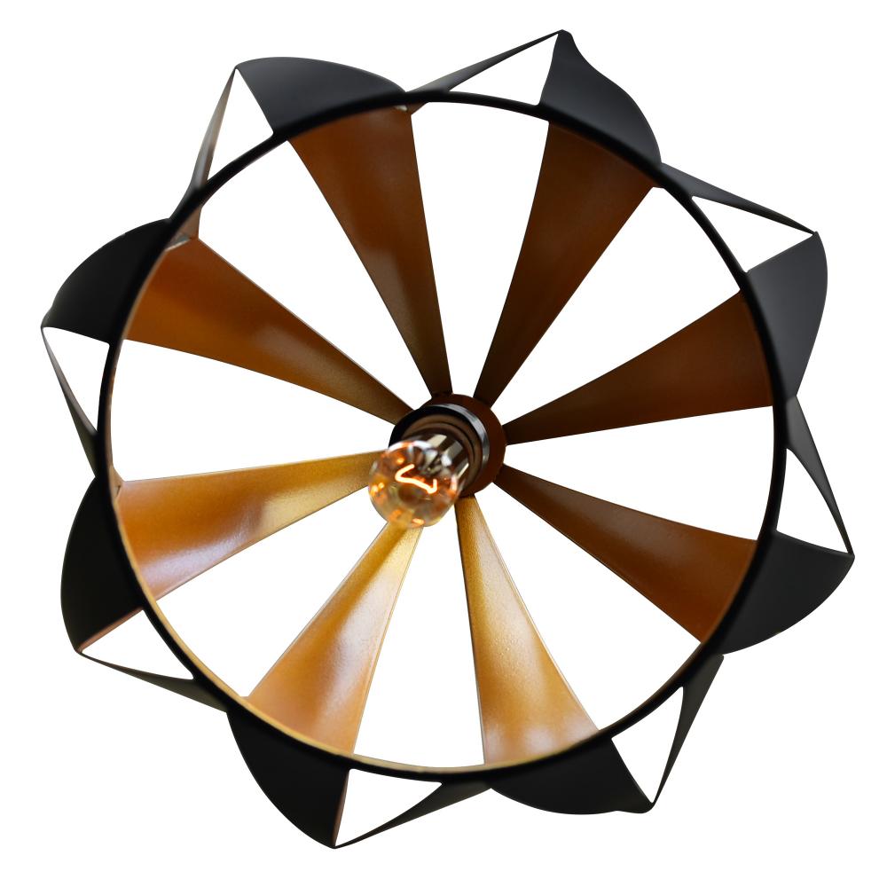 Oxide 1 Light Down Pendant With Black+Copper Finish