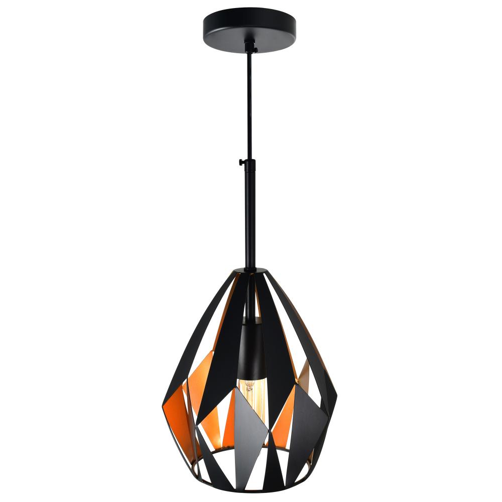 Oxide 1 Light Down Mini Pendant With Black+Copper Finish