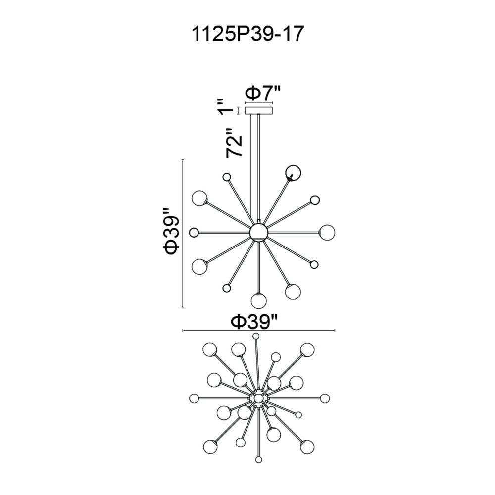 Element 17 Light Chandelier With Sun Gold Finish
