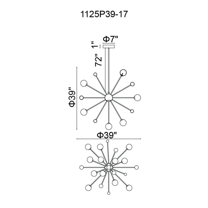 Element 17 Light Chandelier With Sun Gold Finish