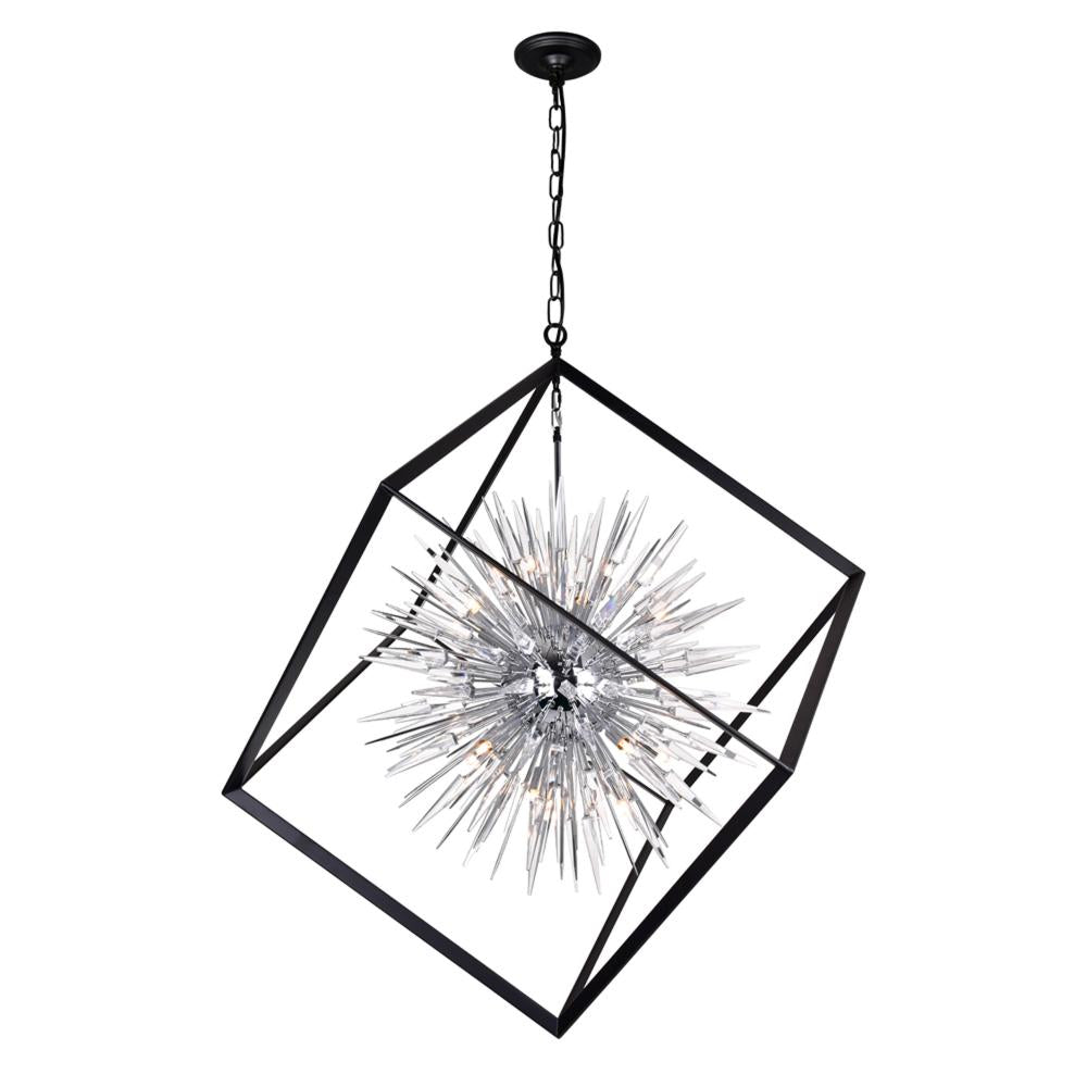Starburst 20 Light Chandelier With Chrome & Black Finish