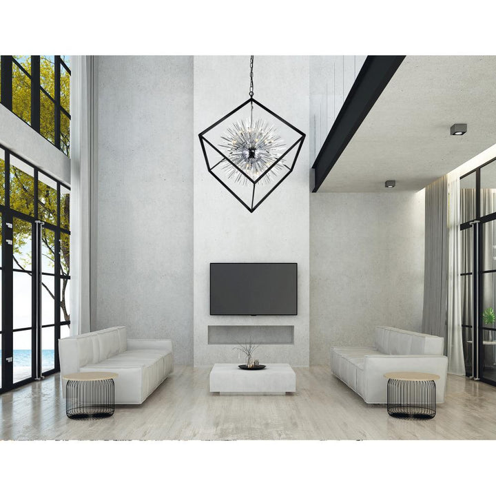 Starburst 20 Light Chandelier With Chrome & Black Finish