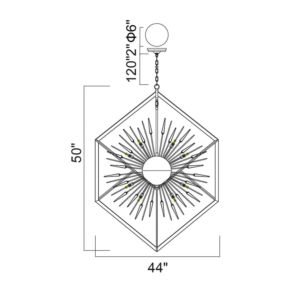 Starburst 20 Light Chandelier With Chrome & Black Finish