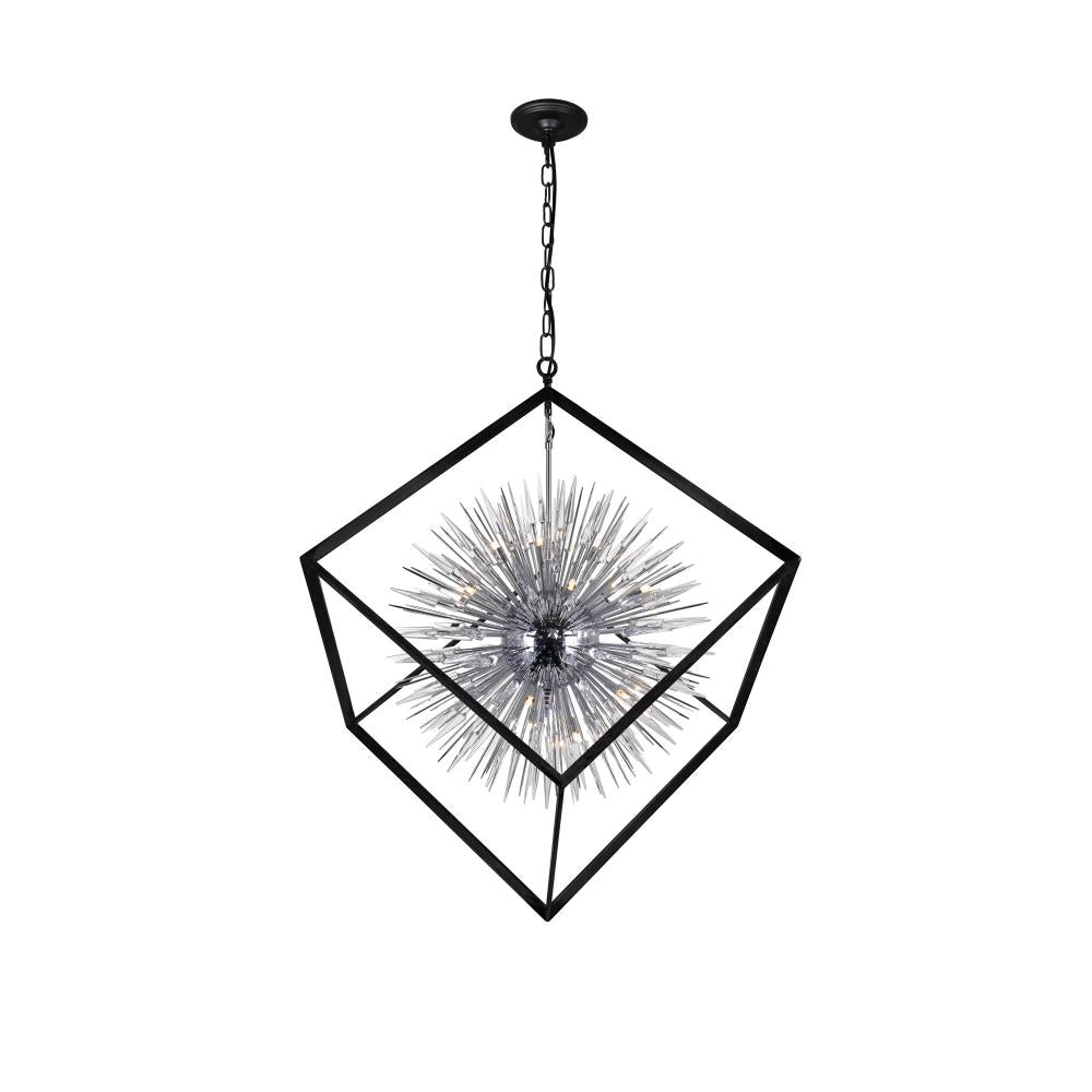 Starburst 20 Light Chandelier With Chrome & Black Finish