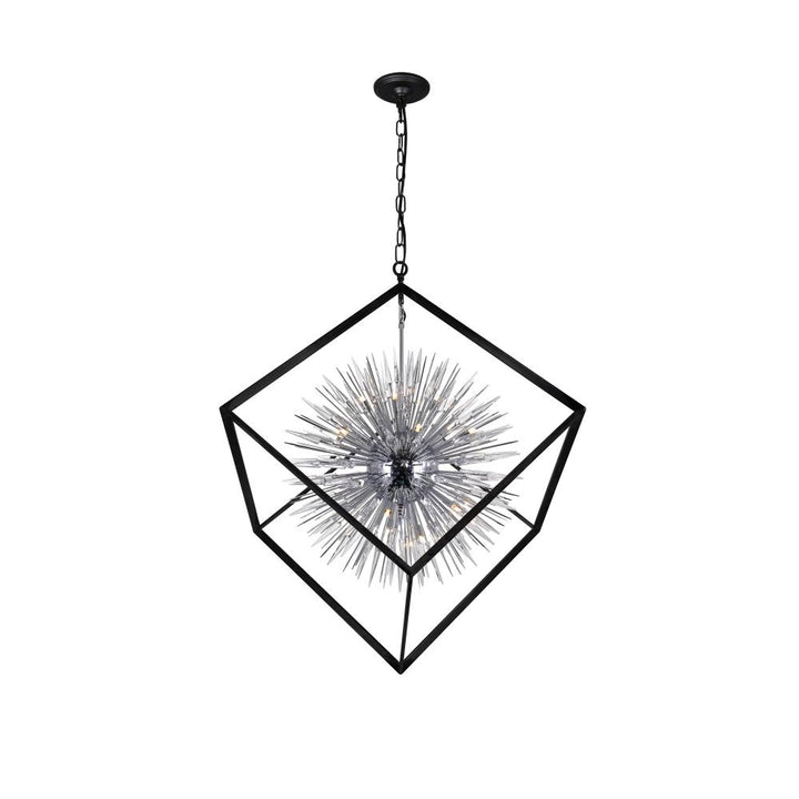 Starburst 20 Light Chandelier With Chrome & Black Finish