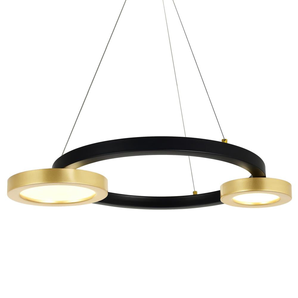 Deux Lunes LED Chandelier With Sun Gold & Black Finish