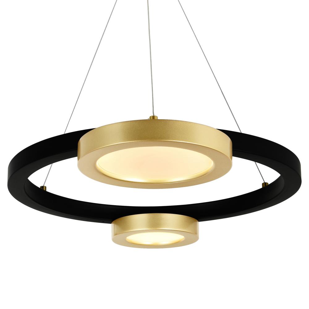 Deux Lunes LED Chandelier With Sun Gold & Black Finish