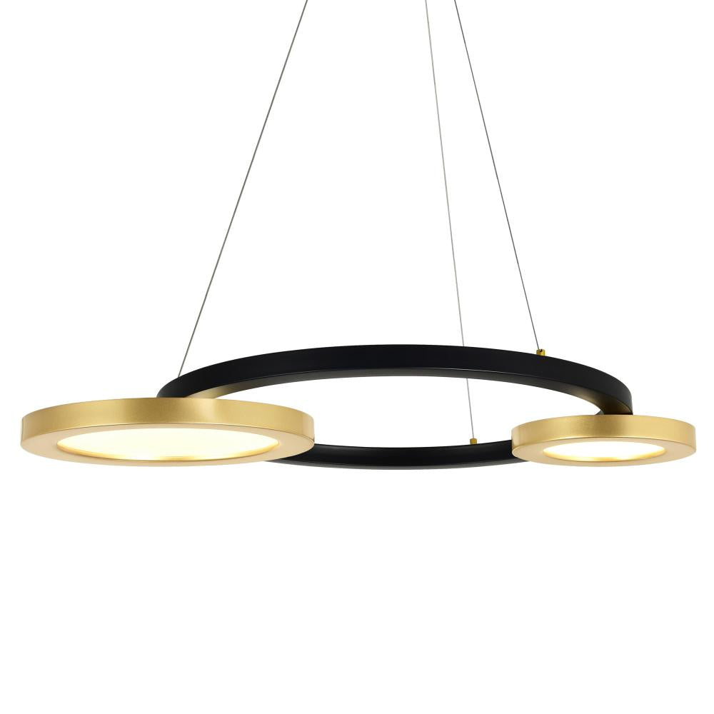Deux Lunes LED Chandelier With Sun Gold & Black Finish