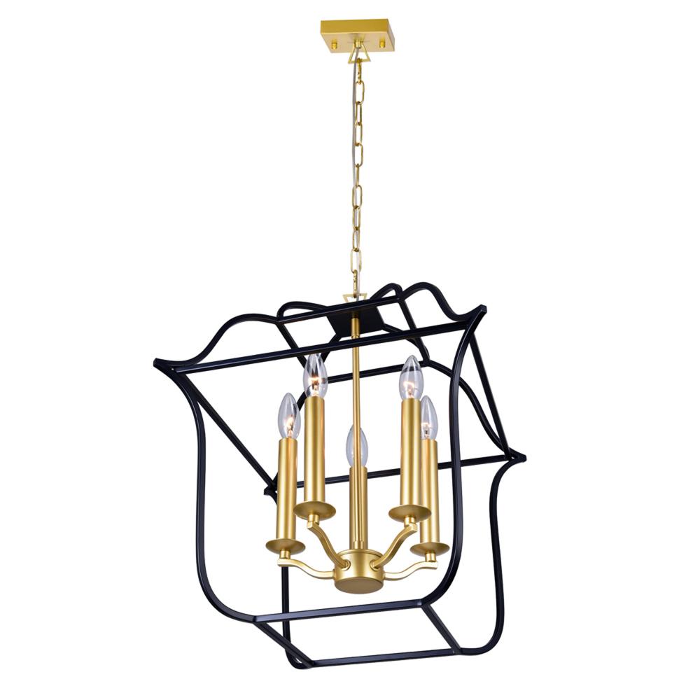 Tudor 5 Light Chandelier With Satin Gold & Black Finish