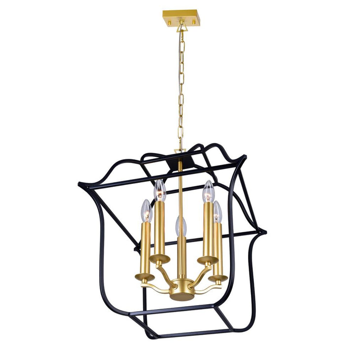 Tudor 5 Light Chandelier With Satin Gold & Black Finish