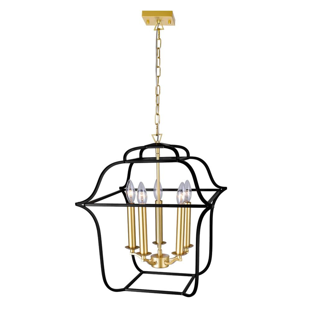 Tudor 5 Light Chandelier With Satin Gold & Black Finish