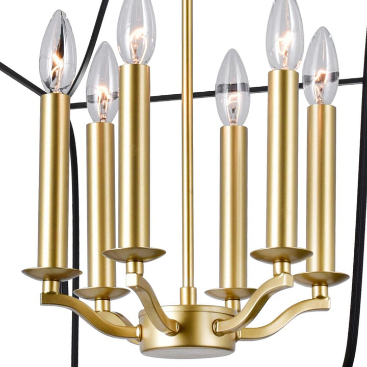 Tudor 6 Light Chandelier With Satin Gold & Black Finish