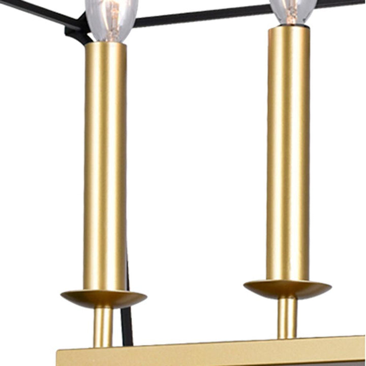 Tudor 6 Light Island/Pool Table Chandelier With Satin Gold & Black Finish