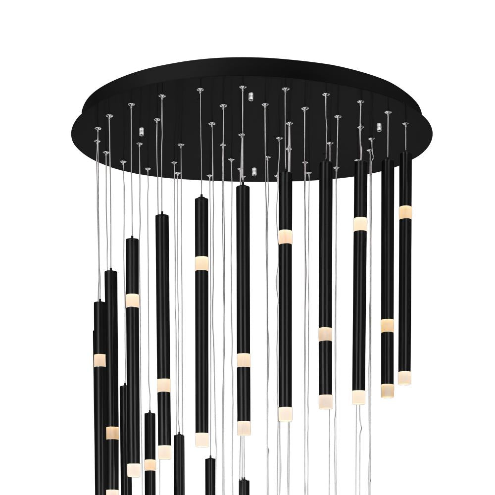 Flute 54 Light LED Chandelier With Black Finish