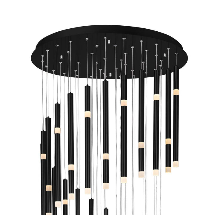 Flute 54 Light LED Chandelier With Black Finish