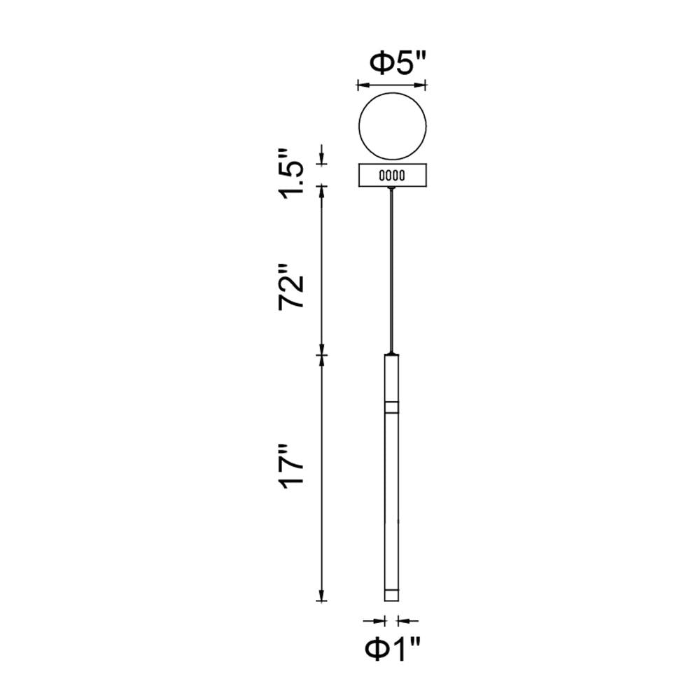 Flute 1 Light LED Pendant With Black Finish