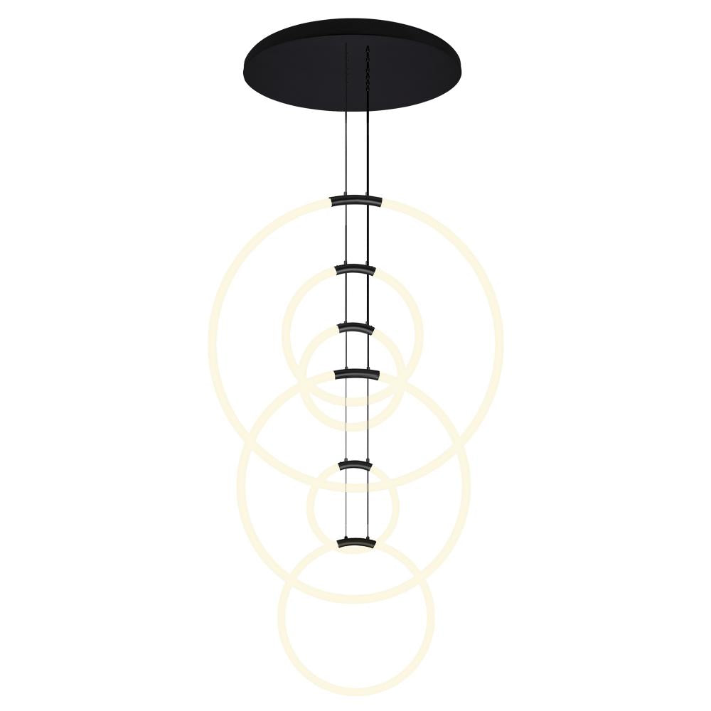 Hoops 6 Light LED Chandelier With Black Finish