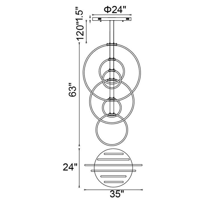 Hoops 6 Light LED Chandelier With Satin Gold Finish