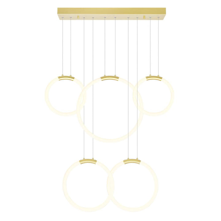 Hoops 5 Light LED Chandelier With Satin Gold Finish