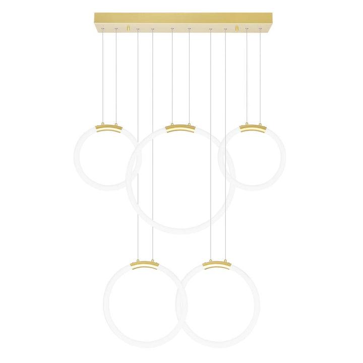 Hoops 5 Light LED Chandelier With Satin Gold Finish