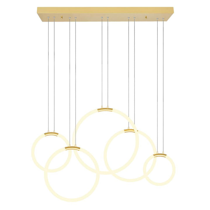 Hoops 5 Light LED Chandelier With Satin Gold Finish