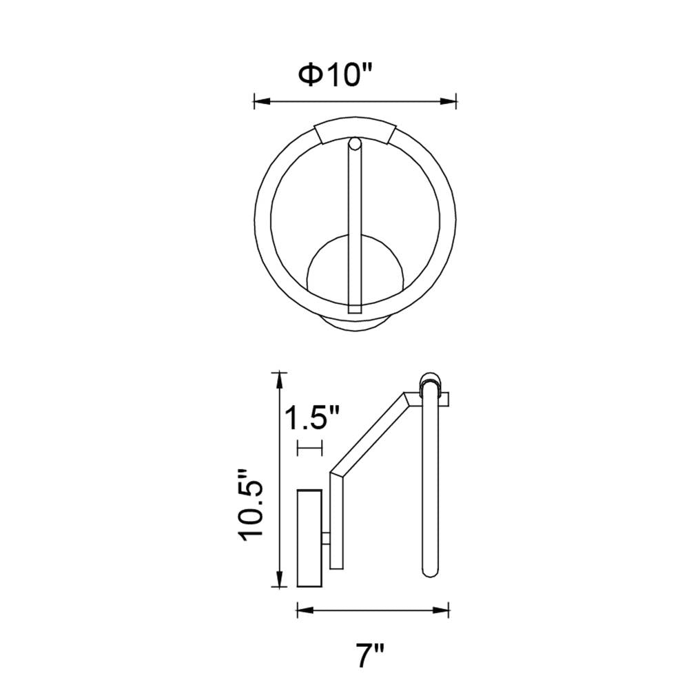 Hoops 1 Light LED Wall Sconce With Black Finish