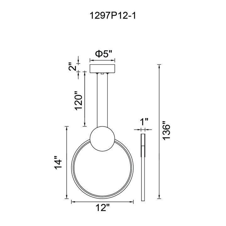 Pulley 12 in LED Black Mini Pendant