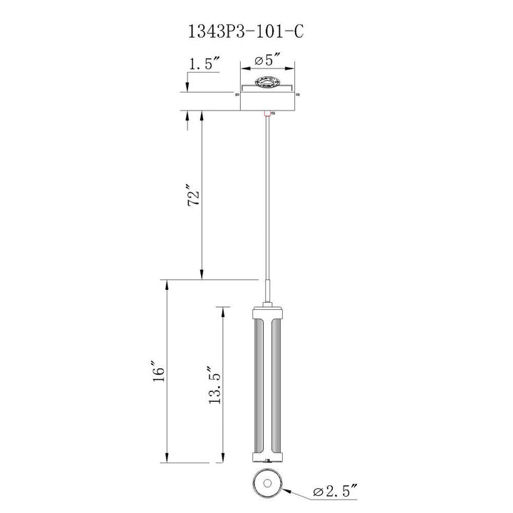 Neva 3 in LED Integrated Black Pendant