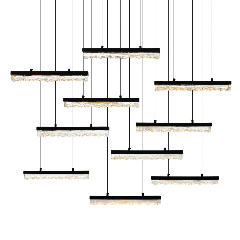 Stagger Integrated LED Black Chandelier