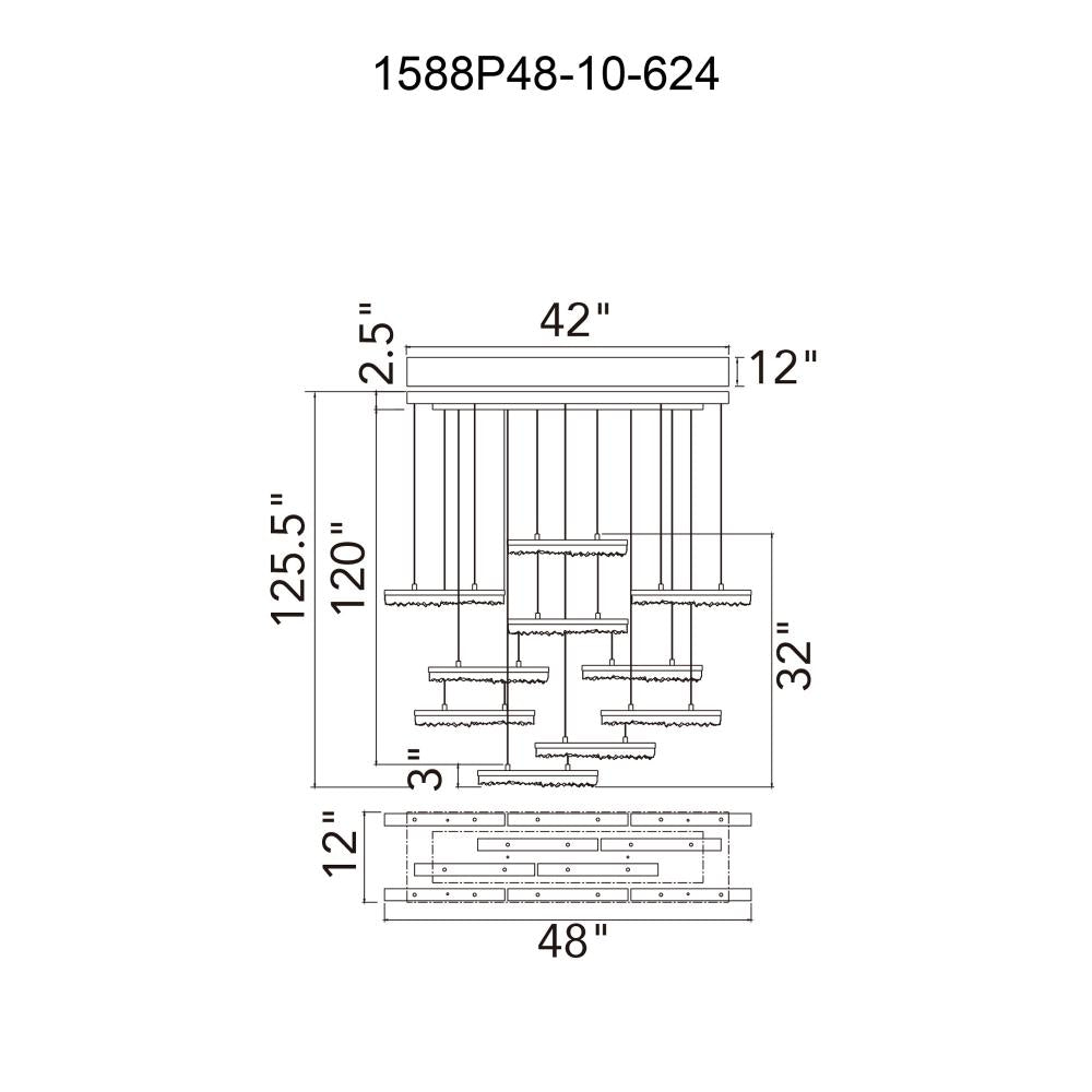 Stagger Integrated LED Brass Chandelier