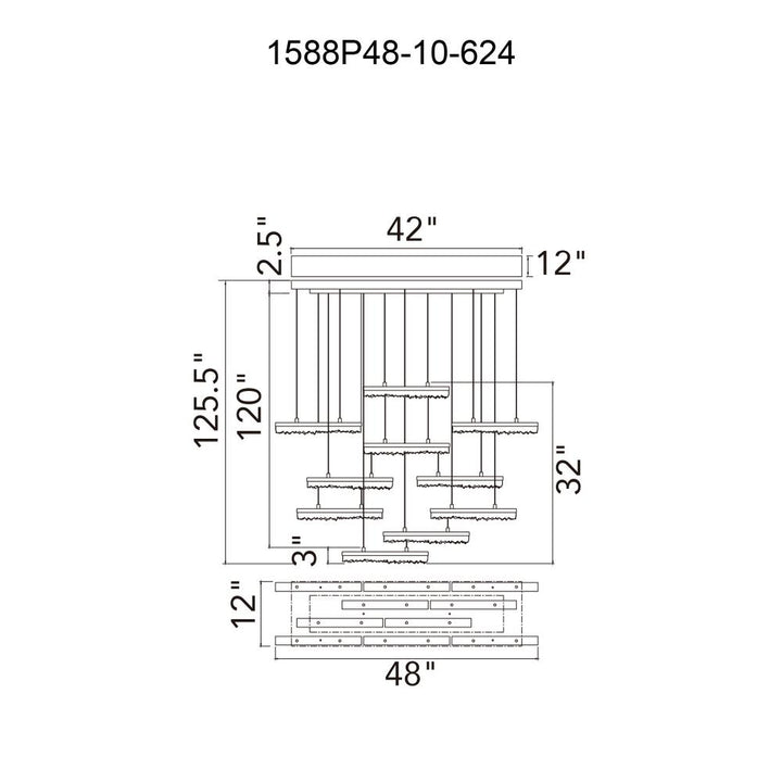 Stagger Integrated LED Brass Chandelier