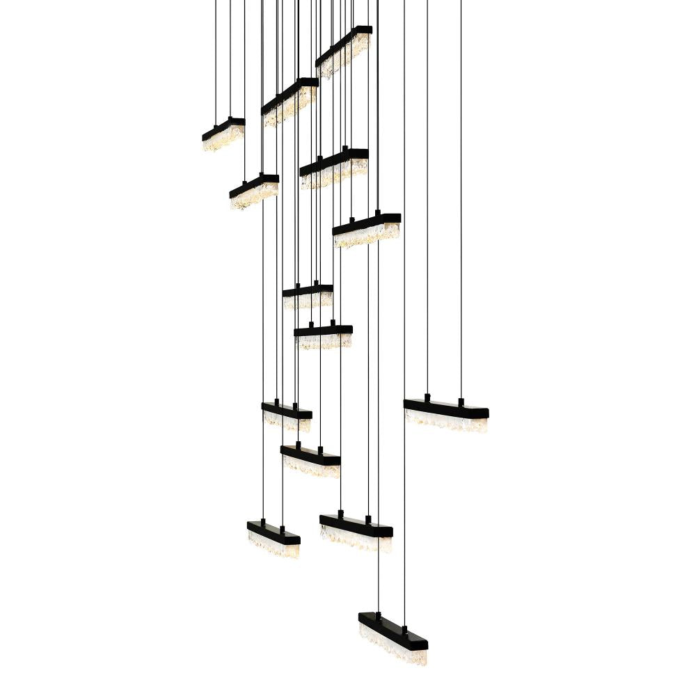 Stagger Integrated LED Black Chandelier