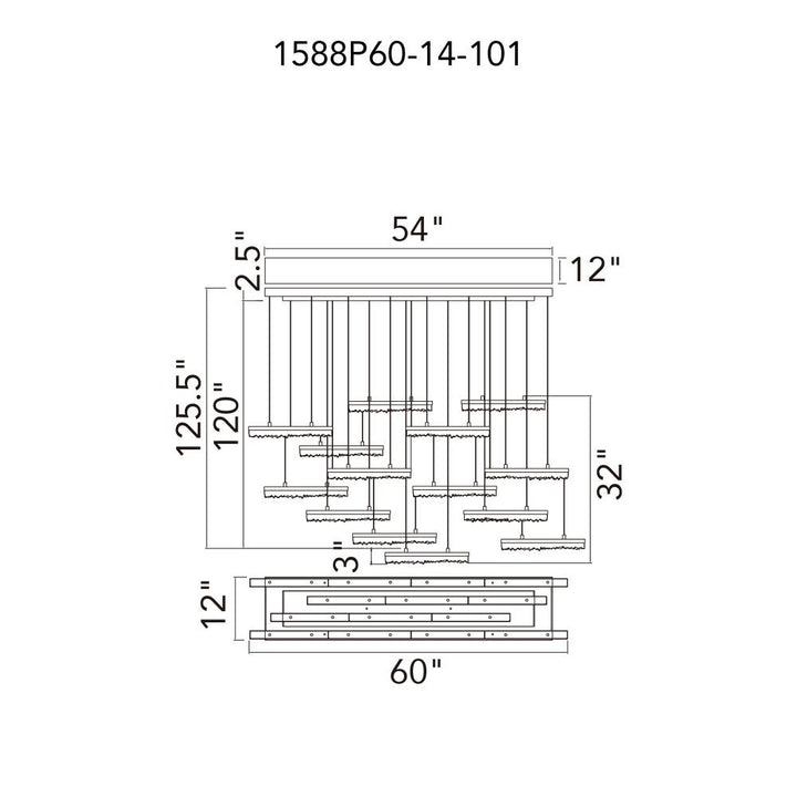 Stagger Integrated LED Black Chandelier
