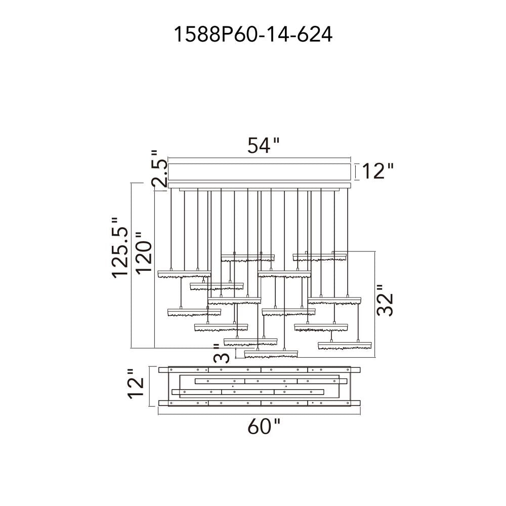 Stagger Integrated LED Brass Chandelier