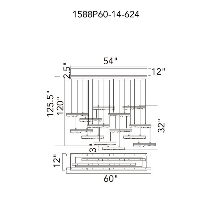 Stagger Integrated LED Brass Chandelier