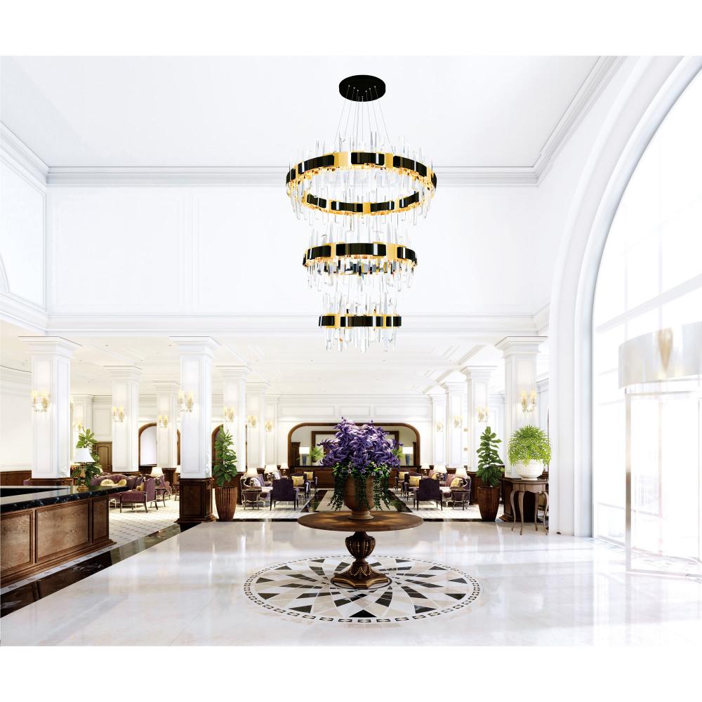 Aya LED Integrated Pearl Black Chandelier