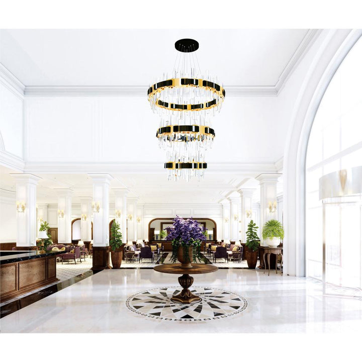 Aya LED Integrated Pearl Black Chandelier