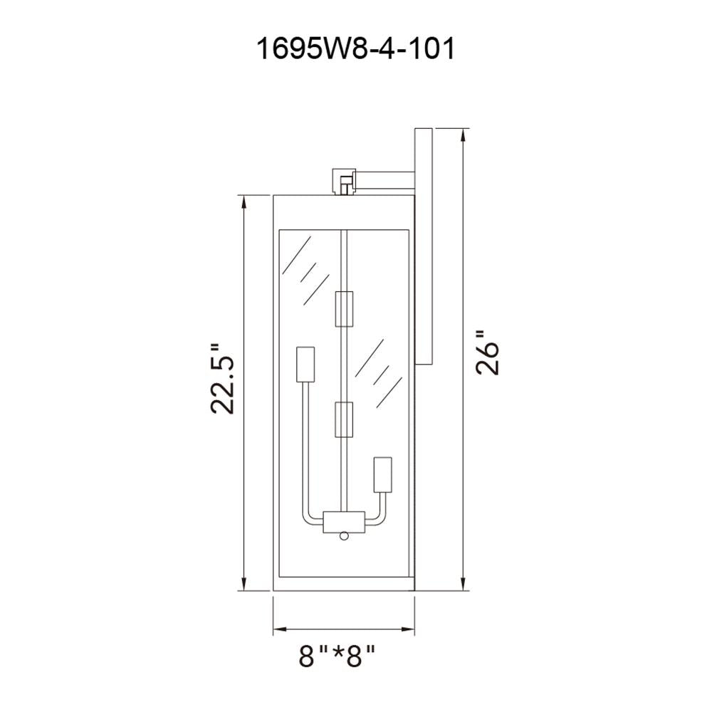 Windsor 4 Light Black Outdoor Wall Light
