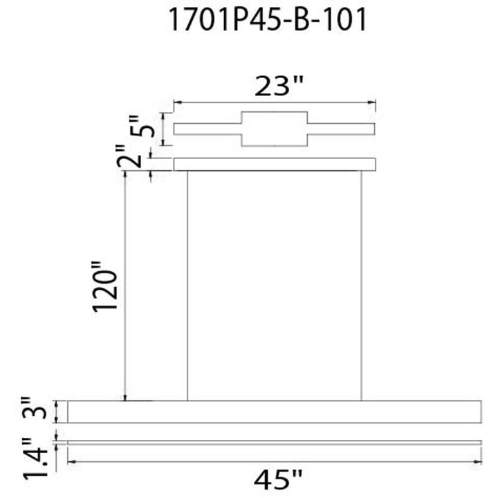 Pienza 45 in LED Integrated Black Chandelier