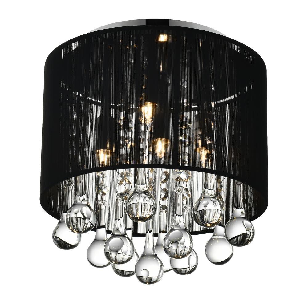 Water Drop 4 Light Drum Shade Flush Mount With Chrome Finish