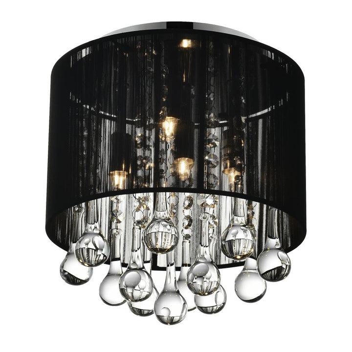 Water Drop 4 Light Drum Shade Flush Mount With Chrome Finish