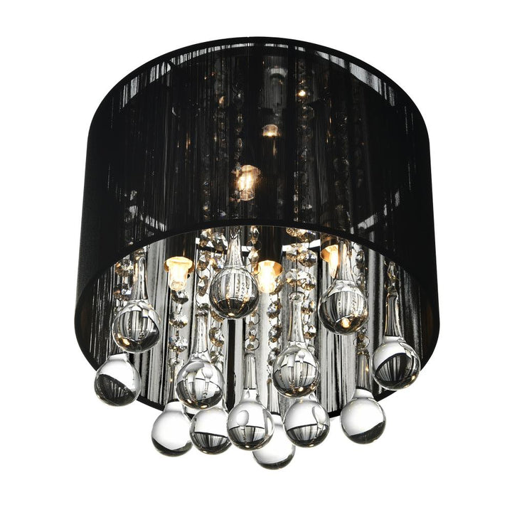 Water Drop 4 Light Drum Shade Flush Mount With Chrome Finish