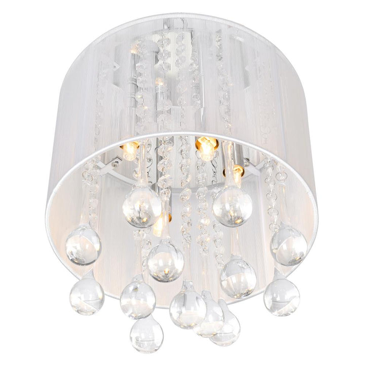 Water Drop 4 Light Drum Shade Flush Mount With Chrome Finish