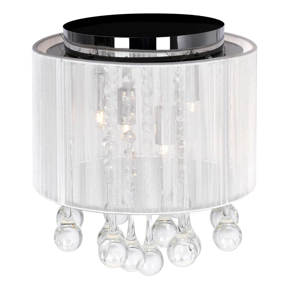 Water Drop 4 Light Drum Shade Flush Mount With Chrome Finish