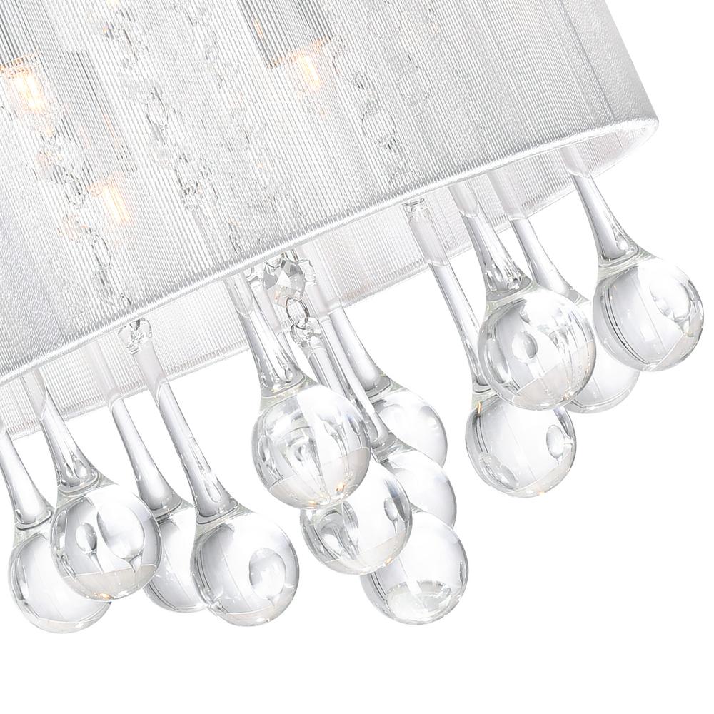 Water Drop 4 Light Drum Shade Flush Mount With Chrome Finish