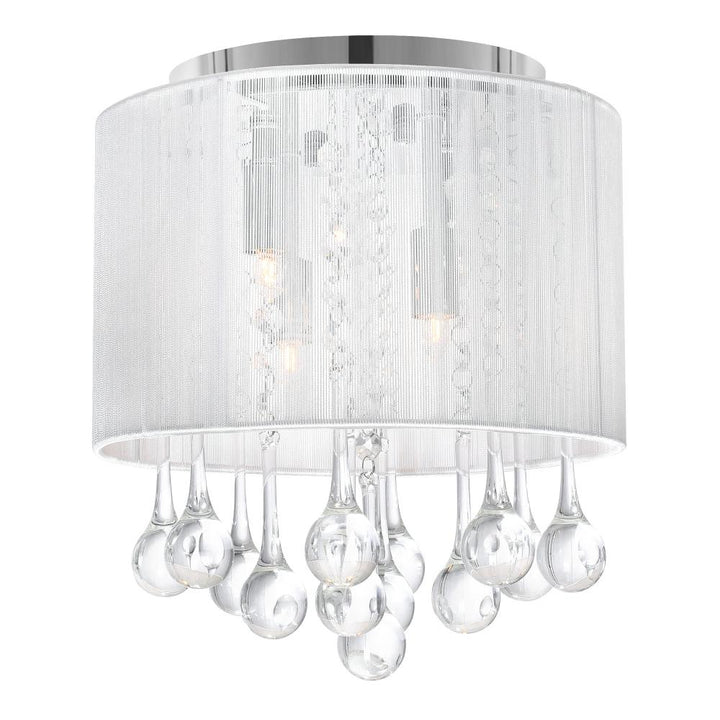 Water Drop 4 Light Drum Shade Flush Mount With Chrome Finish