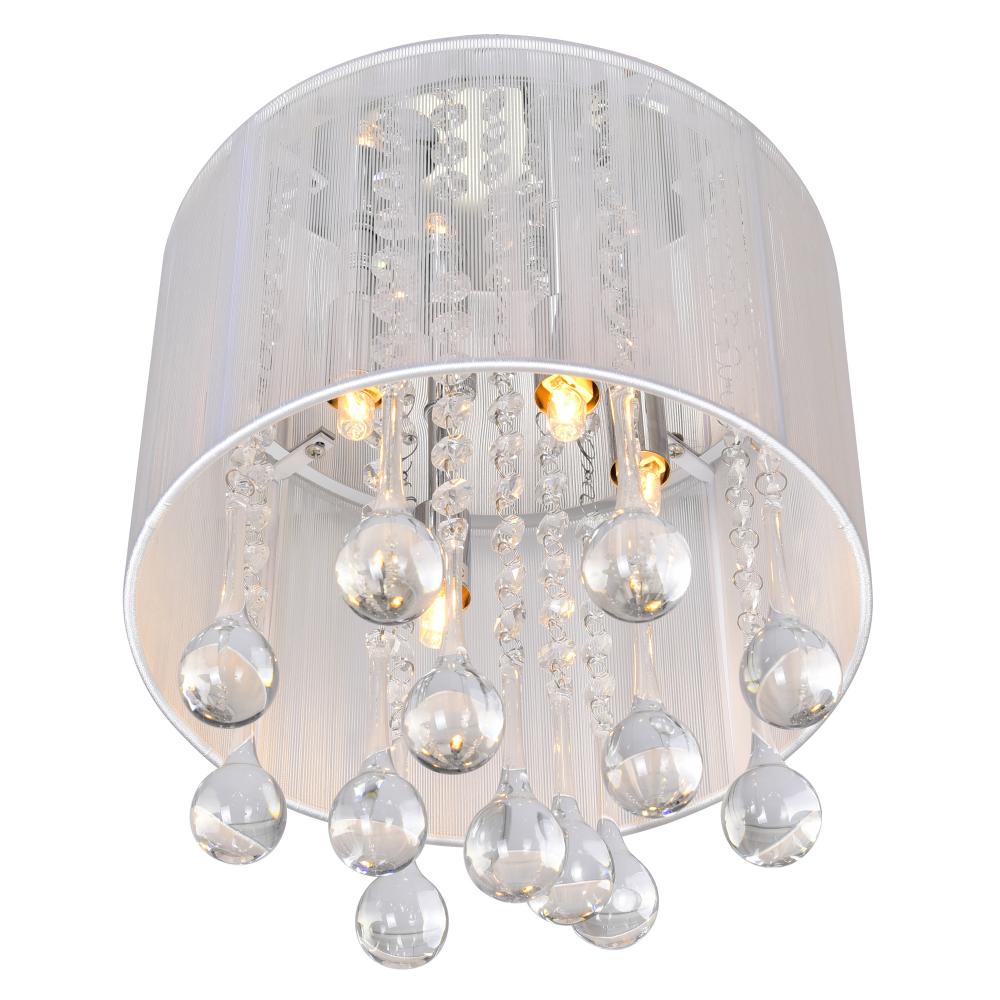 Water Drop 4 Light Drum Shade Flush Mount With Chrome Finish