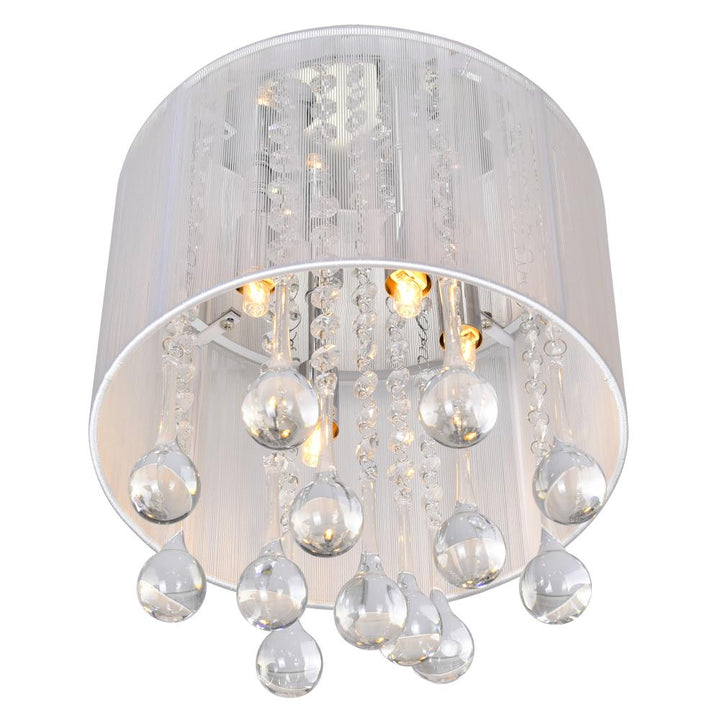 Water Drop 4 Light Drum Shade Flush Mount With Chrome Finish